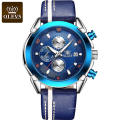 Reloj de cuarzo deportivo OLEVS de marca de lujo para hombre, reloj analógico Digital impermeable luminoso, reloj de cuero para hombre